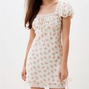 For Love & Lemons Maxine Rose Vintage Lace Trims Romantic Mini Dress XS